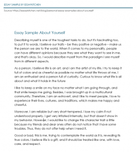 short essay about yourself example