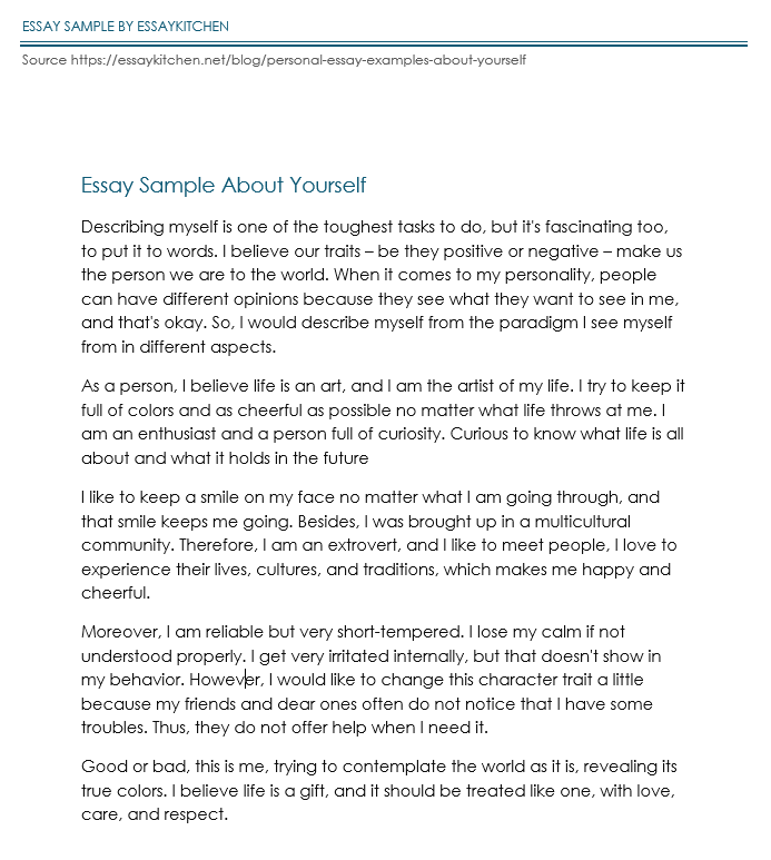 example essay about myself for interview