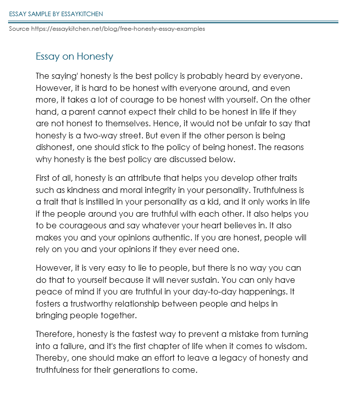 essay on importance of being honest
