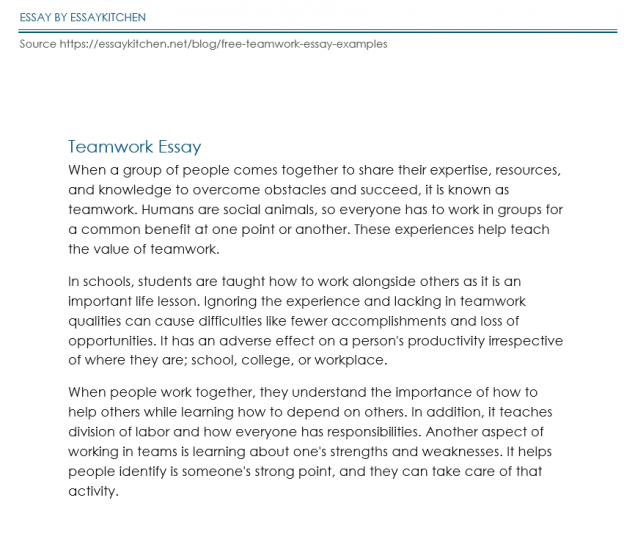 an example of teamwork essay