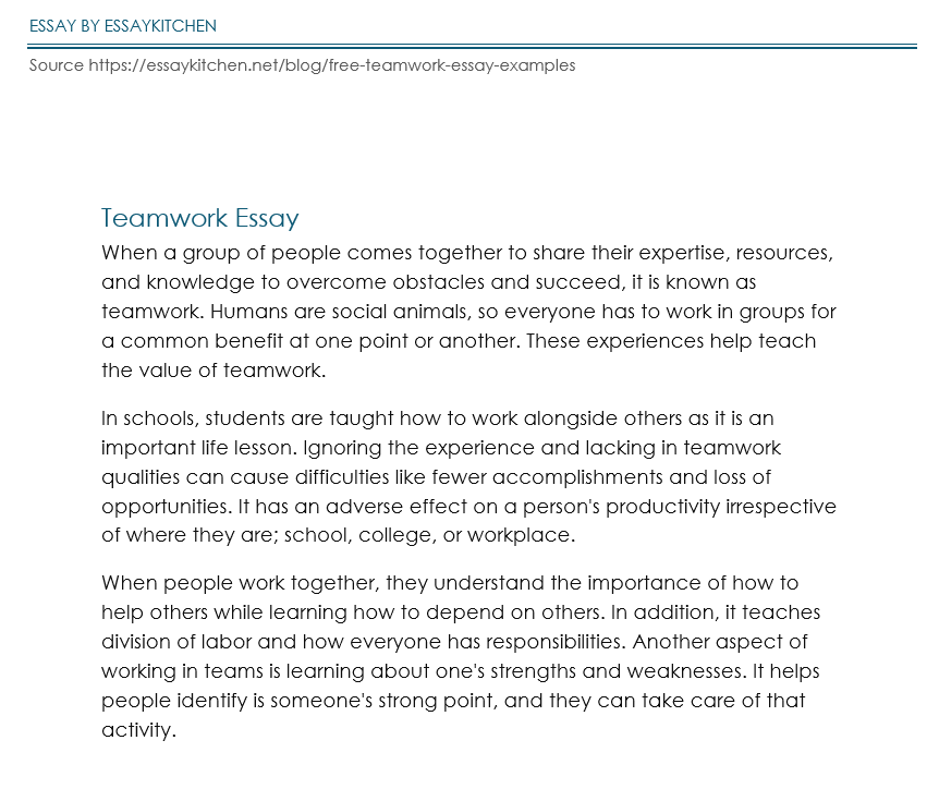 importance of teamwork essay